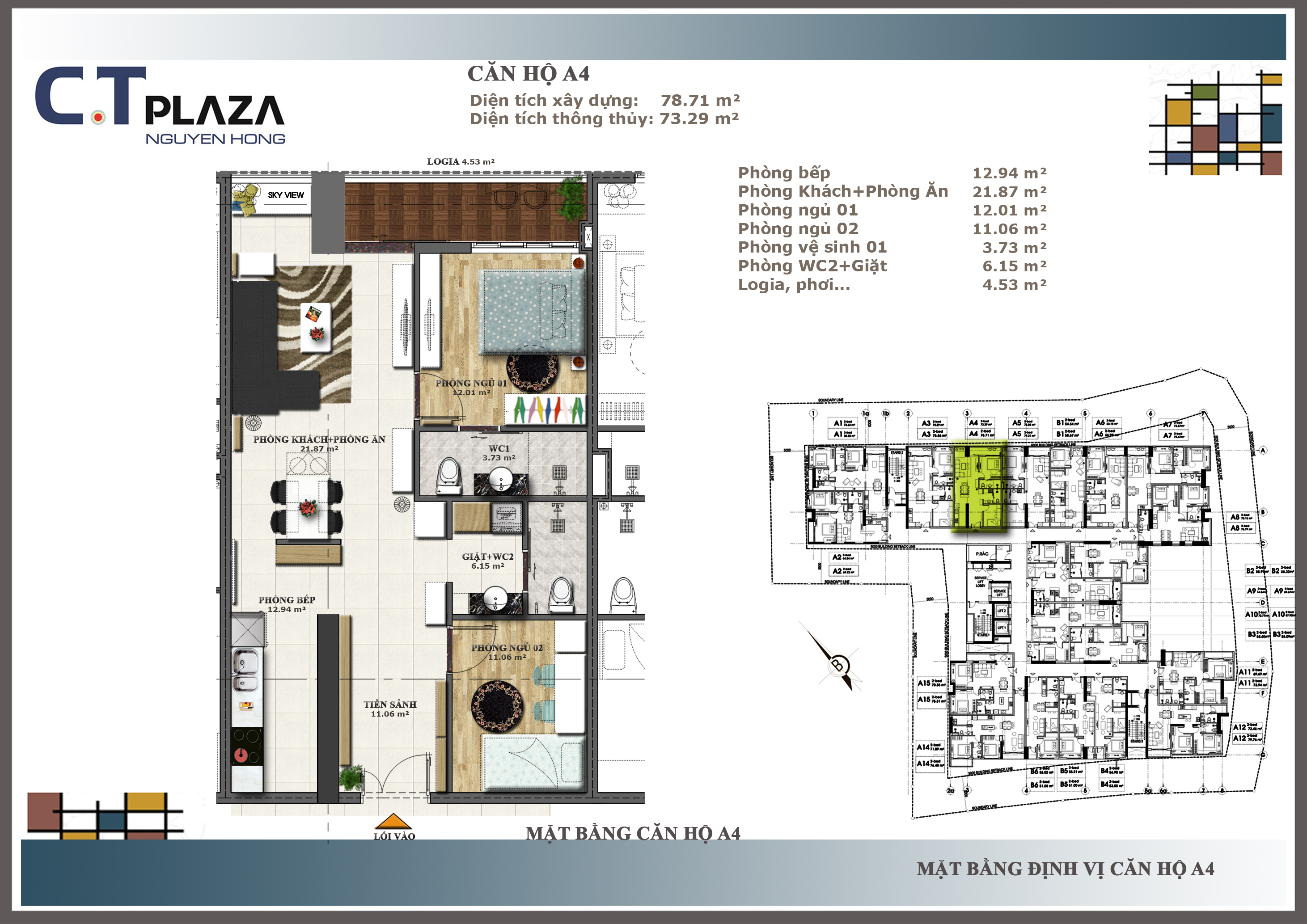 Layout tổng thể, nội thất của căn hộ phong cách Art – C.T Plaza Nguyên Hồng  – Căn hộ C.T Plaza
